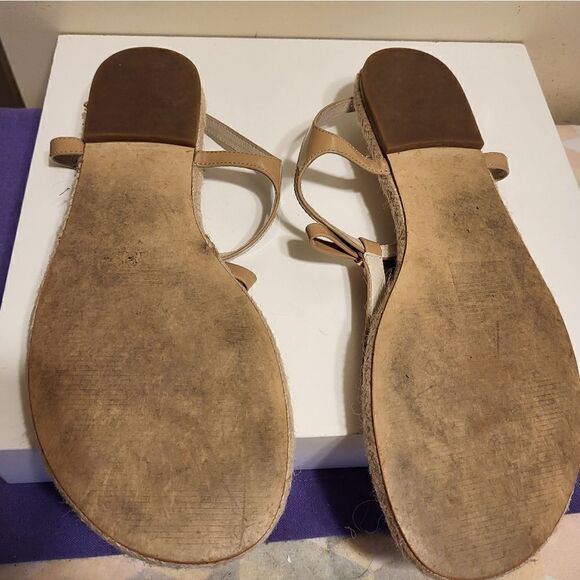 MK Michael Kors Tan Patent Leather & Jute Sole T-Strap Sandals sz. 9.5 Ret.$129 - Picture 7 of 7